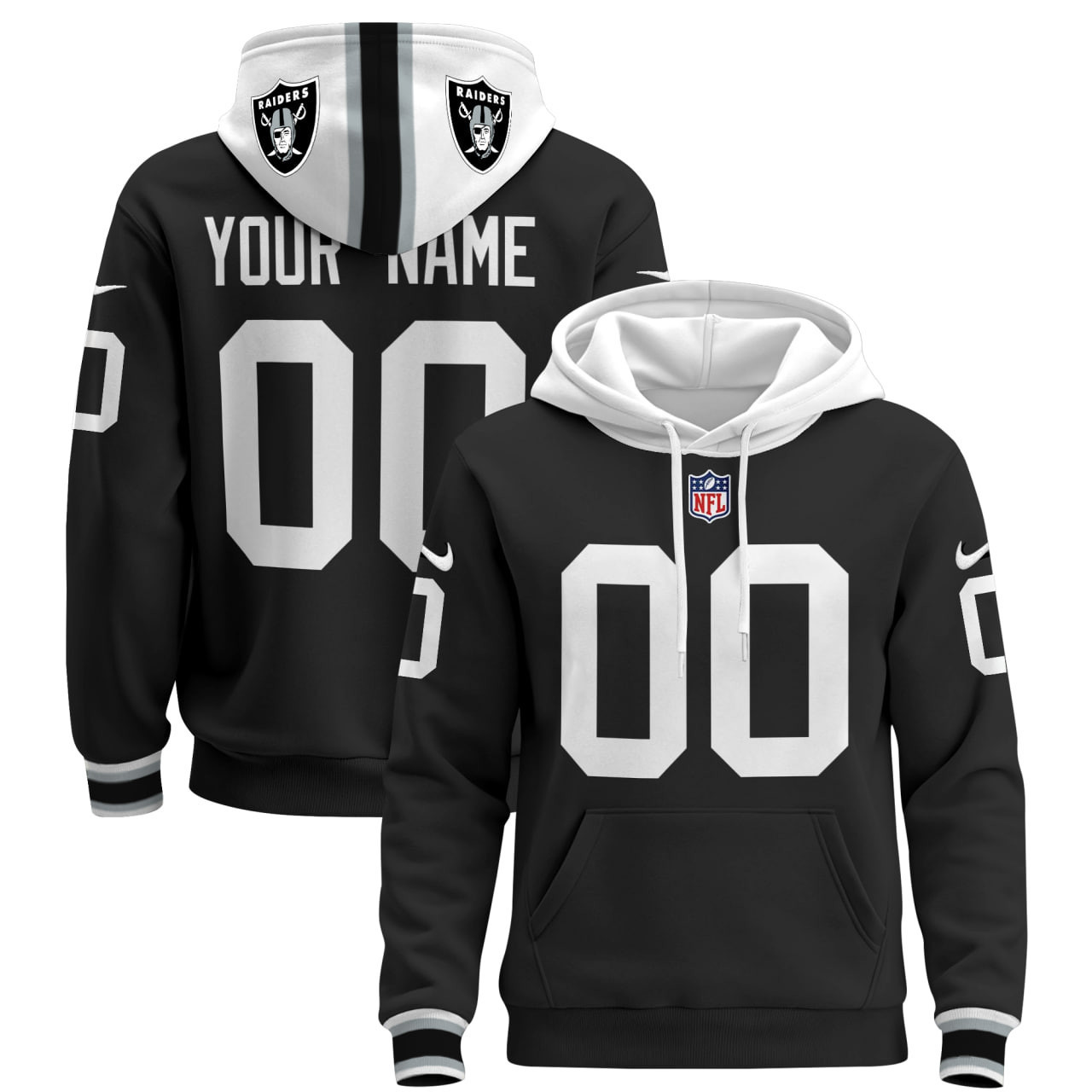 Raiders Black Jersey Hoodie - Personalized Football Apparel