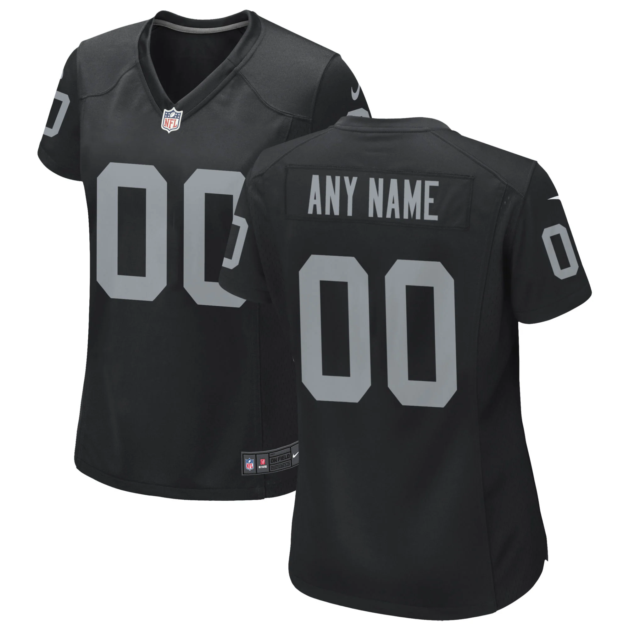 Raiders Black Women’s Custom Jersey - Nike - Silver Accents