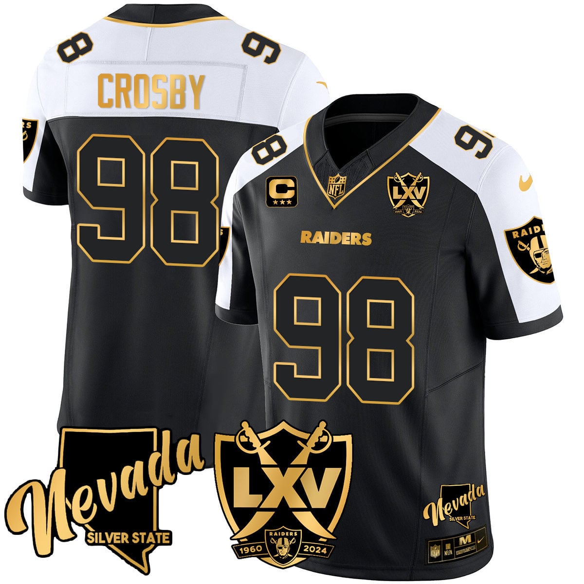 Raiders Crosby #98 Nevada - Nike Jersey - Black/Gold Edition