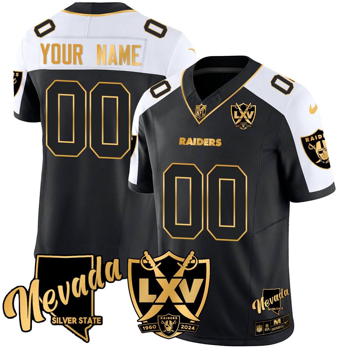 Alternative view of Raiders Custom White LXV - Nike Jersey