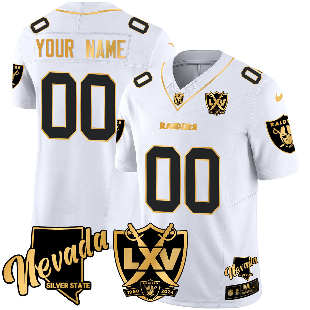 Raiders Custom White LXV - Nike Jersey