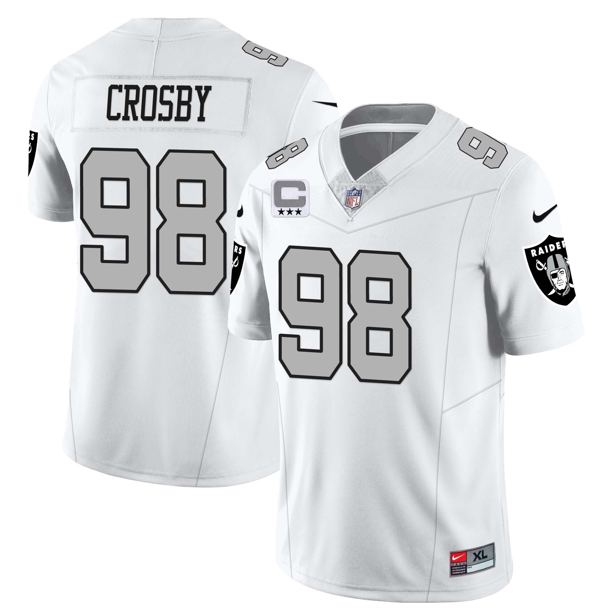 Alternative view of Raiders Jacobs #8 White Jersey - Nike - NFL Authentic Gear