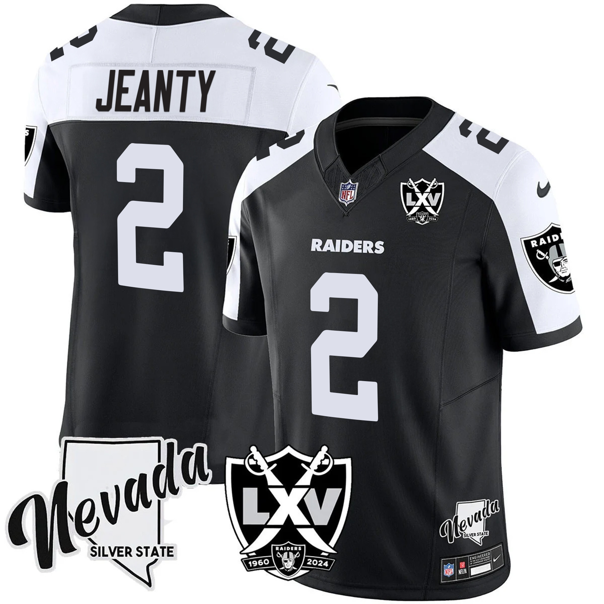 Raiders Jeanty #2 Jersey - Nike Raiders Jeanty #2 Black Jersey