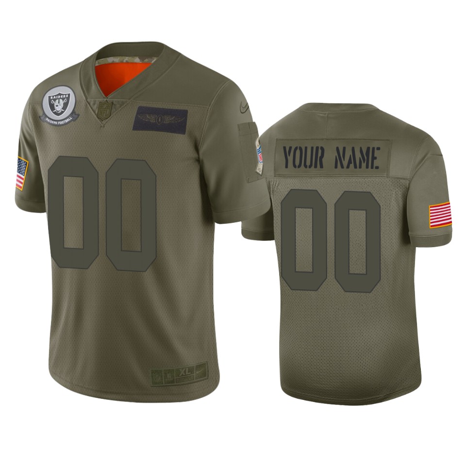 Raiders Olive Custom Jersey - Nike - Personalized Salute