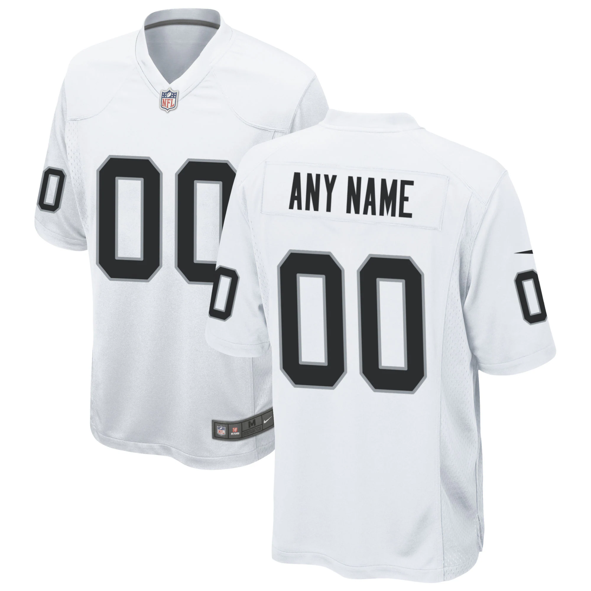Alternative view of Raiders White Custom Jersey - Nike - Silver & Black Details