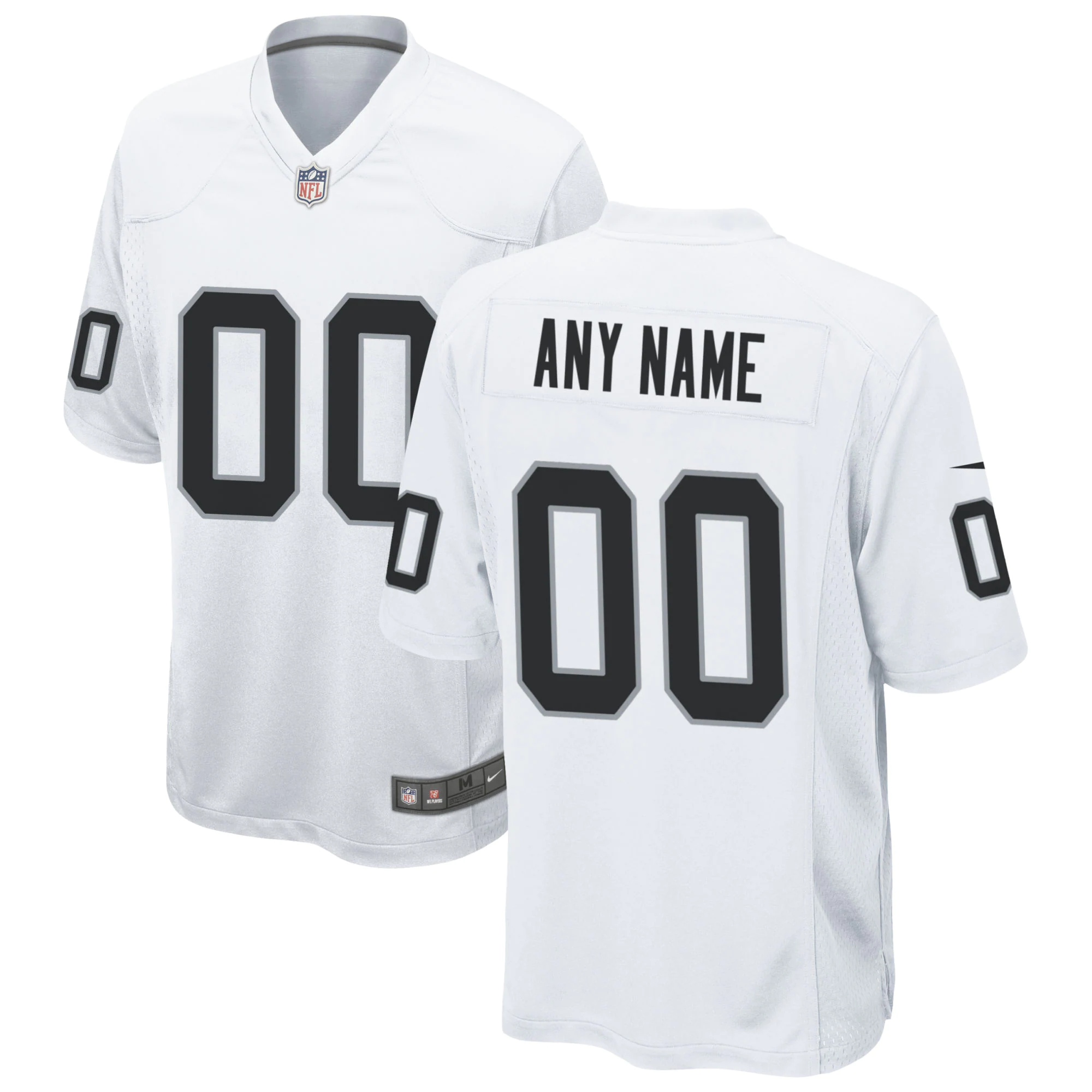Raiders White Custom Jersey - Nike - Silver & Black Details