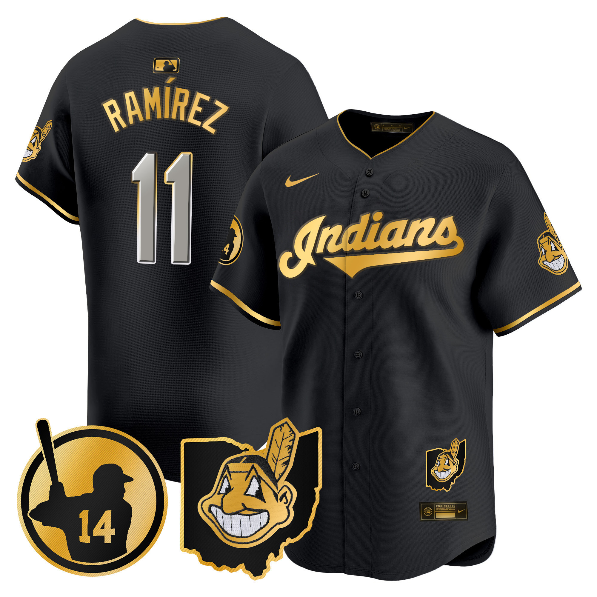 Ramirez #11 Indians Jersey - Nike Ramirez #11 Indians Black Jersey