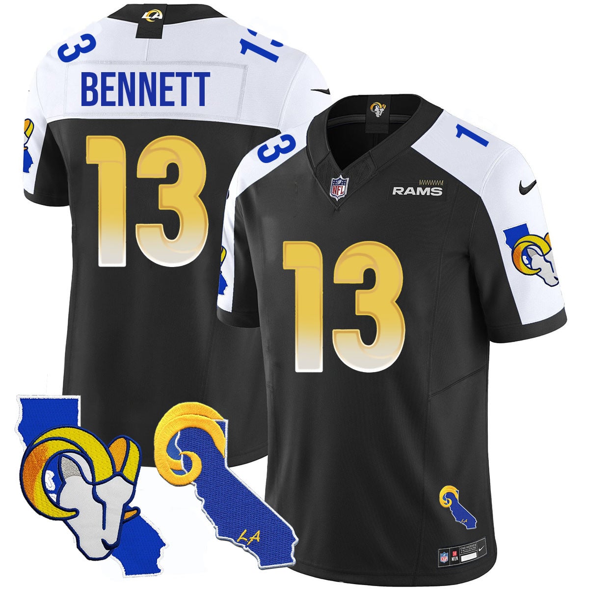 Rams Bennett Black Jersey - Nike Rams Bennett #13 Black Alternate