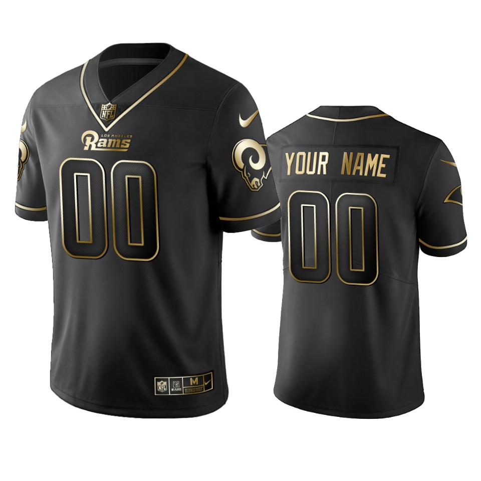 Rams Black Alternate Jersey - Nike - Gold Trim Custom