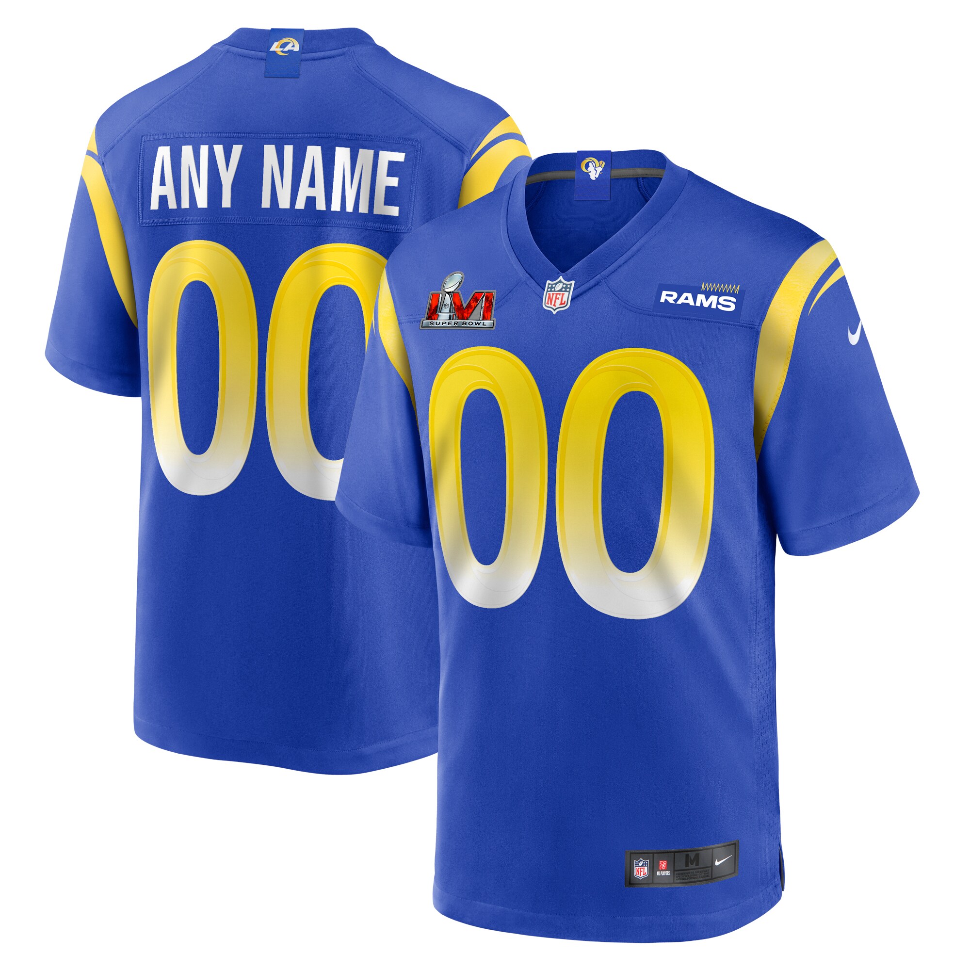Alternative view of Rams Blue Custom Jersey - Nike - Super Bowl LVI Patch