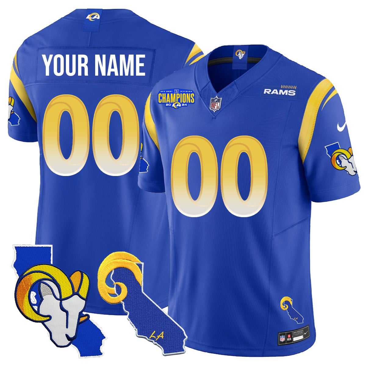 Alternative view of Rams Bone White Jersey - Nike Rams Bone White Custom Jersey