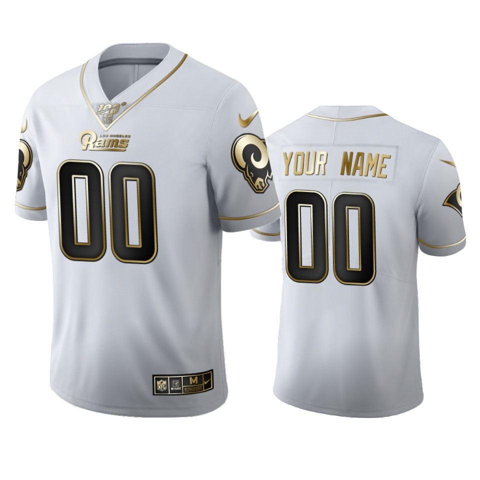 Rams White Gold Jersey - Nike Rams White & Gold Custom Jersey - NFL
