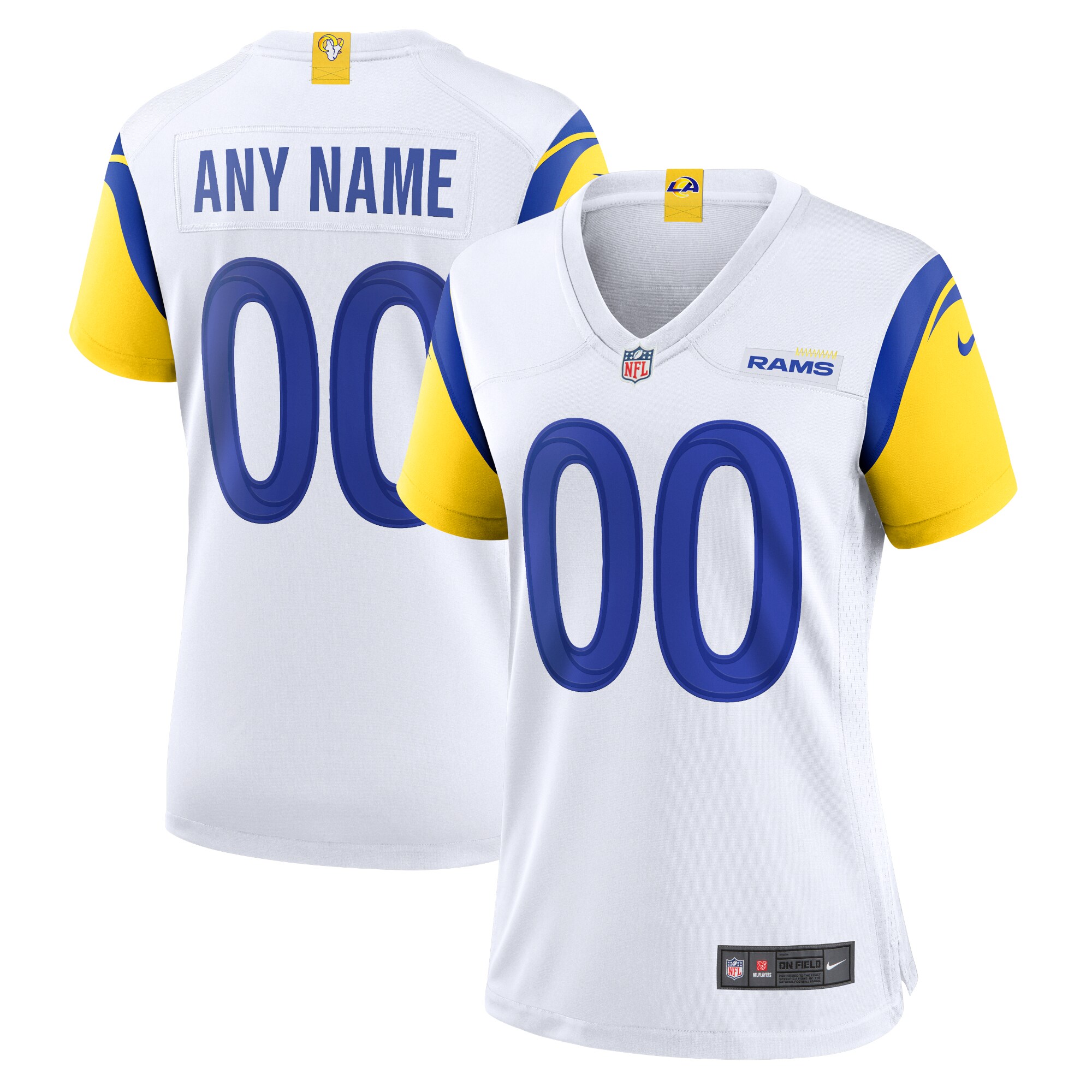 Alternative view of Rams White/Blue Custom Jersey - Nike - Personalize Your NFL Look