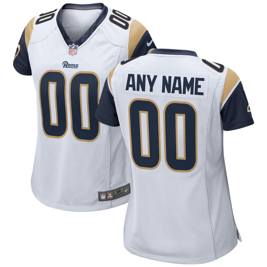 Rams Women’s White Custom Jersey - Nike - Navy Trim