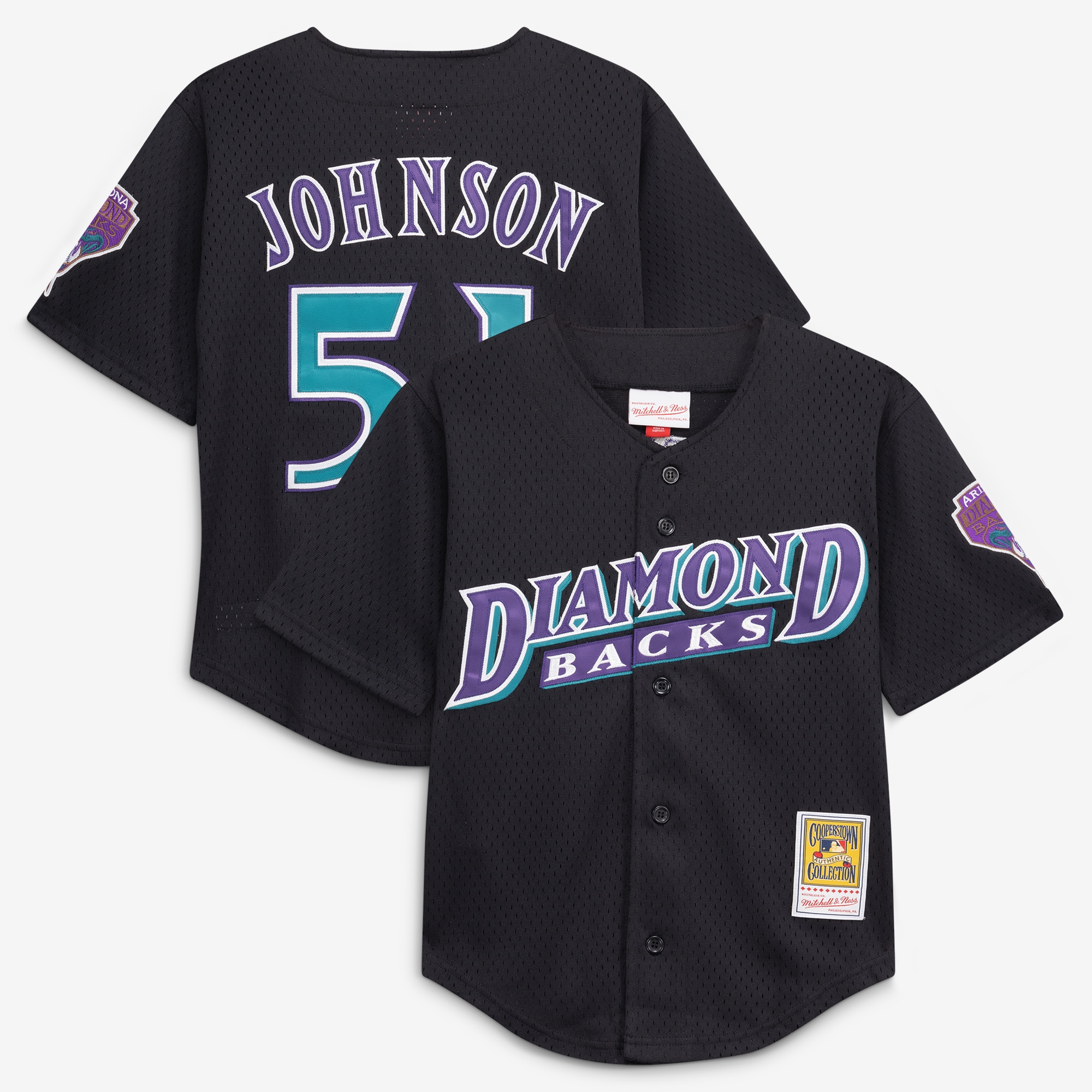 Randy Johnson Arizona Diamondbacks Youth Cooperstown Collection Mesh Batting Practice Jersey - Black