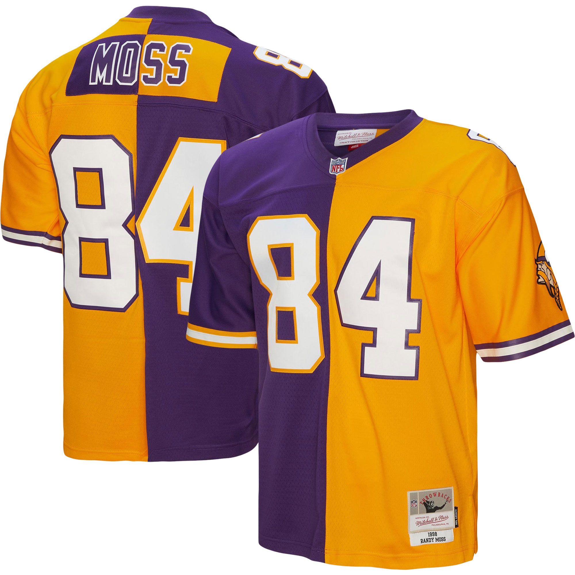 Randy Moss Minnesota Vikings 1998 Split Legacy Jersey - Purple/Gold