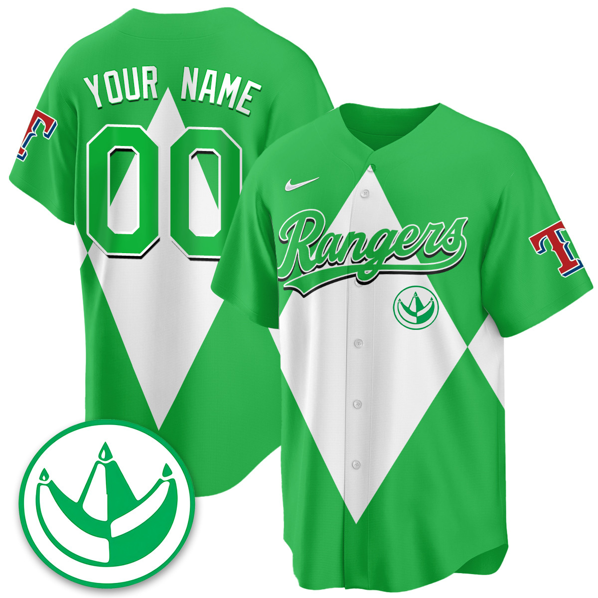 Alternative view of Rangers Black Power Ranger Jersey - Nike - Custom Baseball
