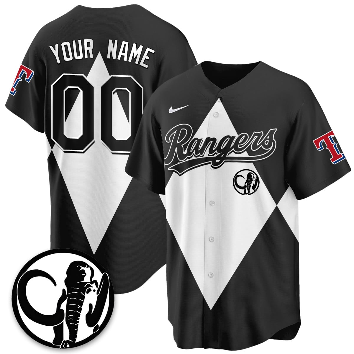 Rangers Black Power Ranger Jersey - Nike - Custom Baseball