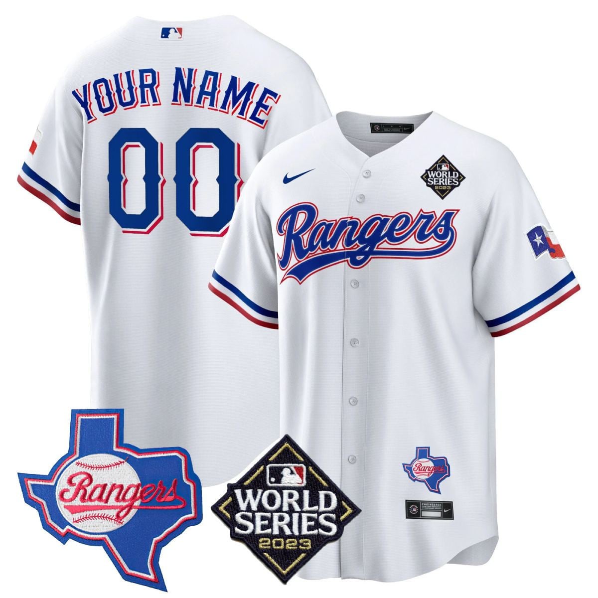 Rangers World Series Jersey - Nike - White Custom Edition