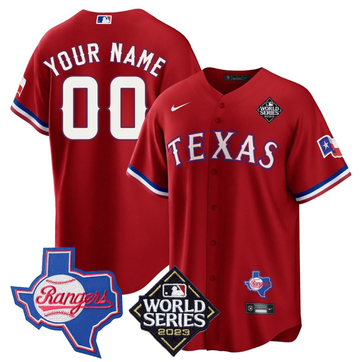 Alternative view of Rangers World Series Jersey - Nike - White Custom Edition