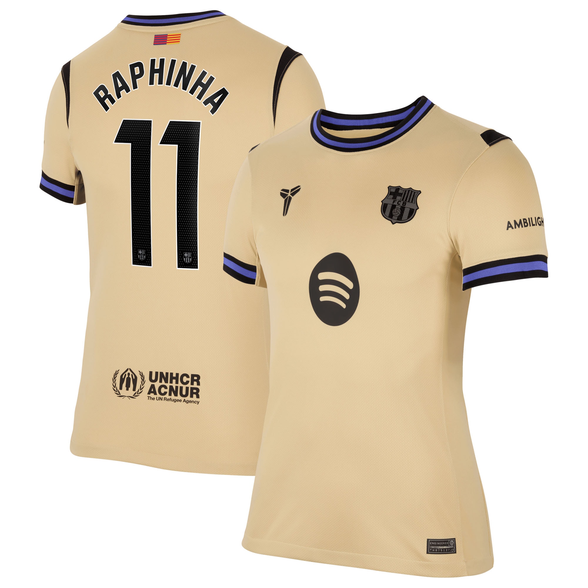 Raphinha Barcelona Women's 2025/26 Away Stadium Jersey - Gold