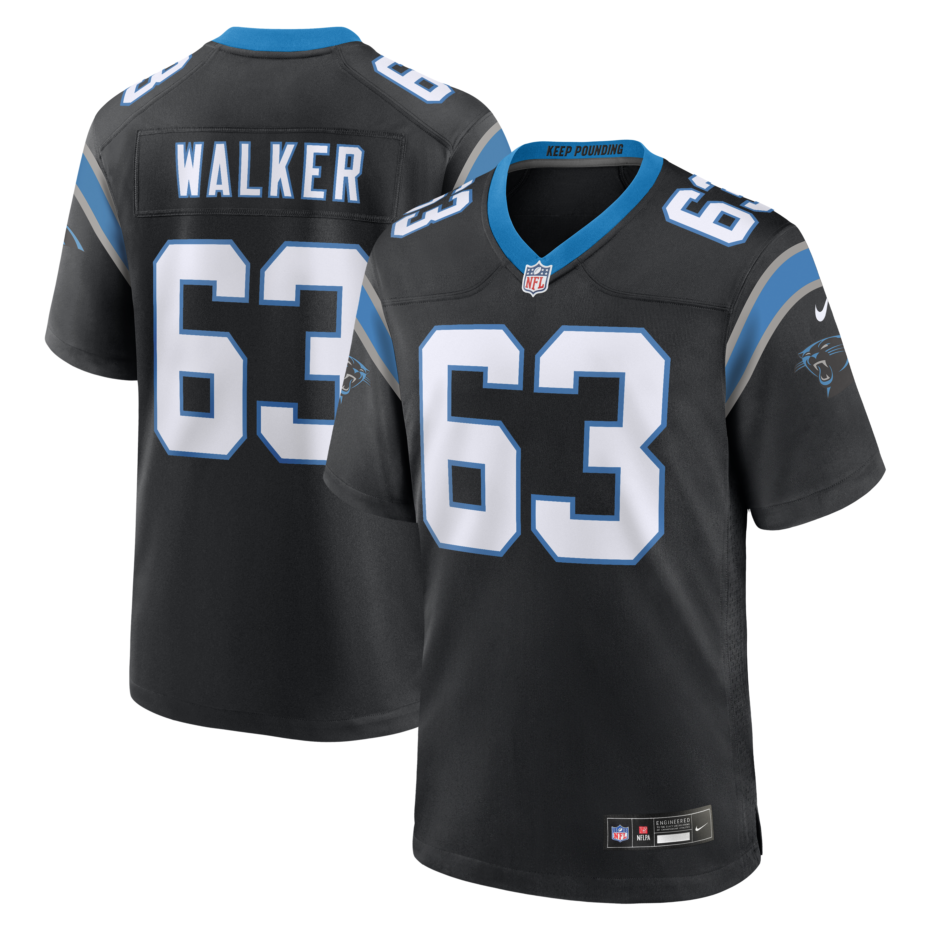 Rasheed Walker Carolina Panthers Team Game Jersey - Black