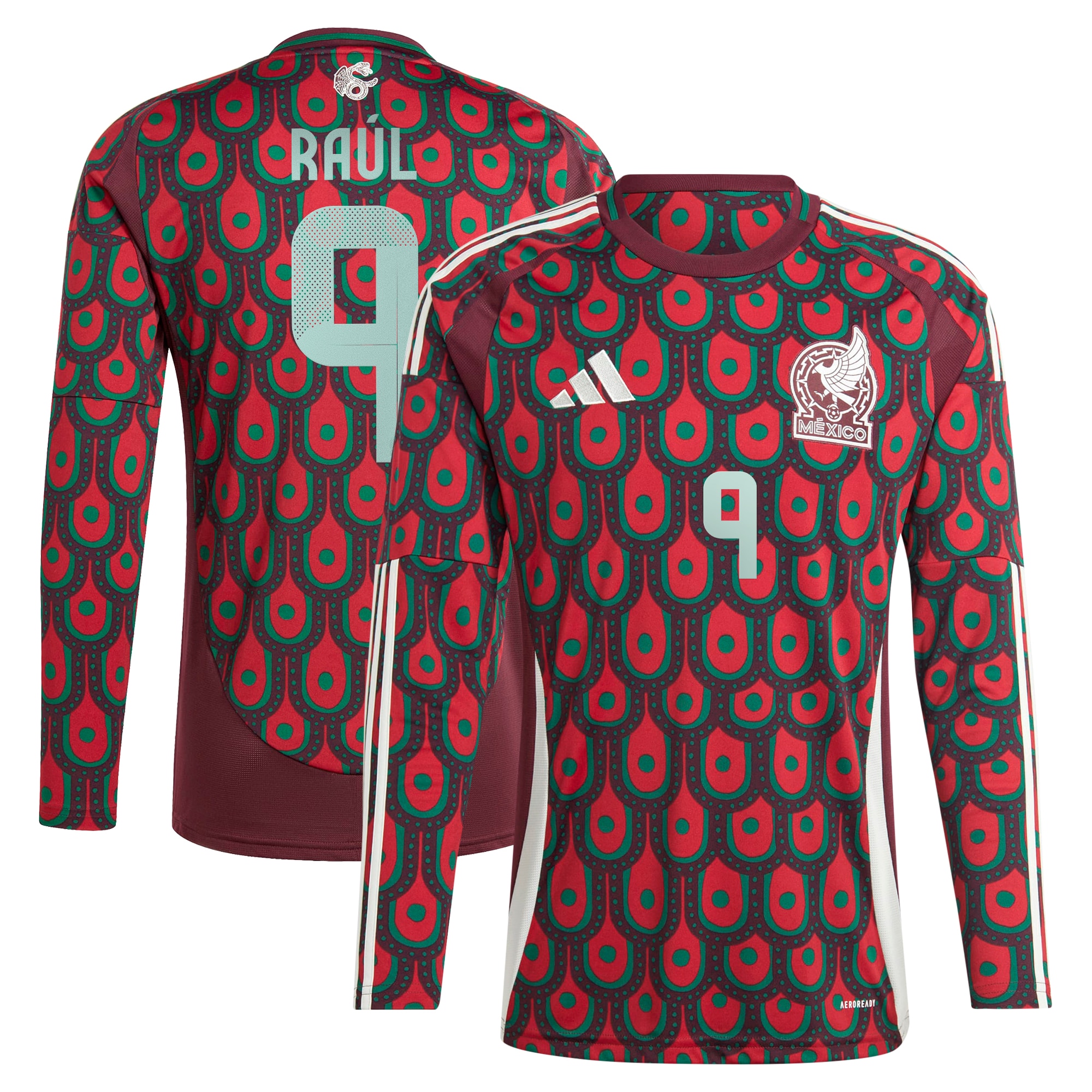 Raul Jimenez Mexico National Team 2024 Home Player Long Sleeve Jersey - Burgundy