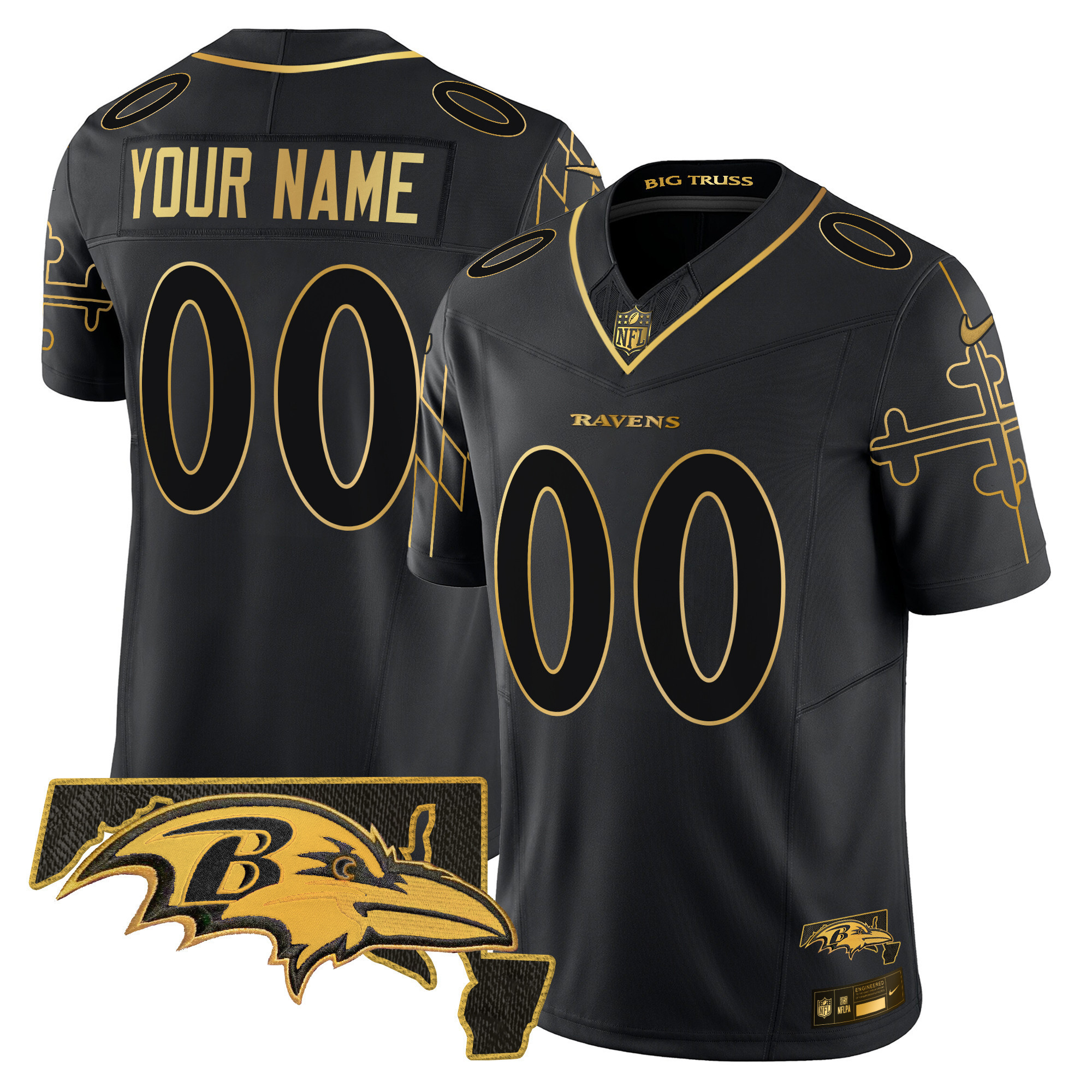 Alternative view of Ravens Black Alternate Jersey - Nike - Customized