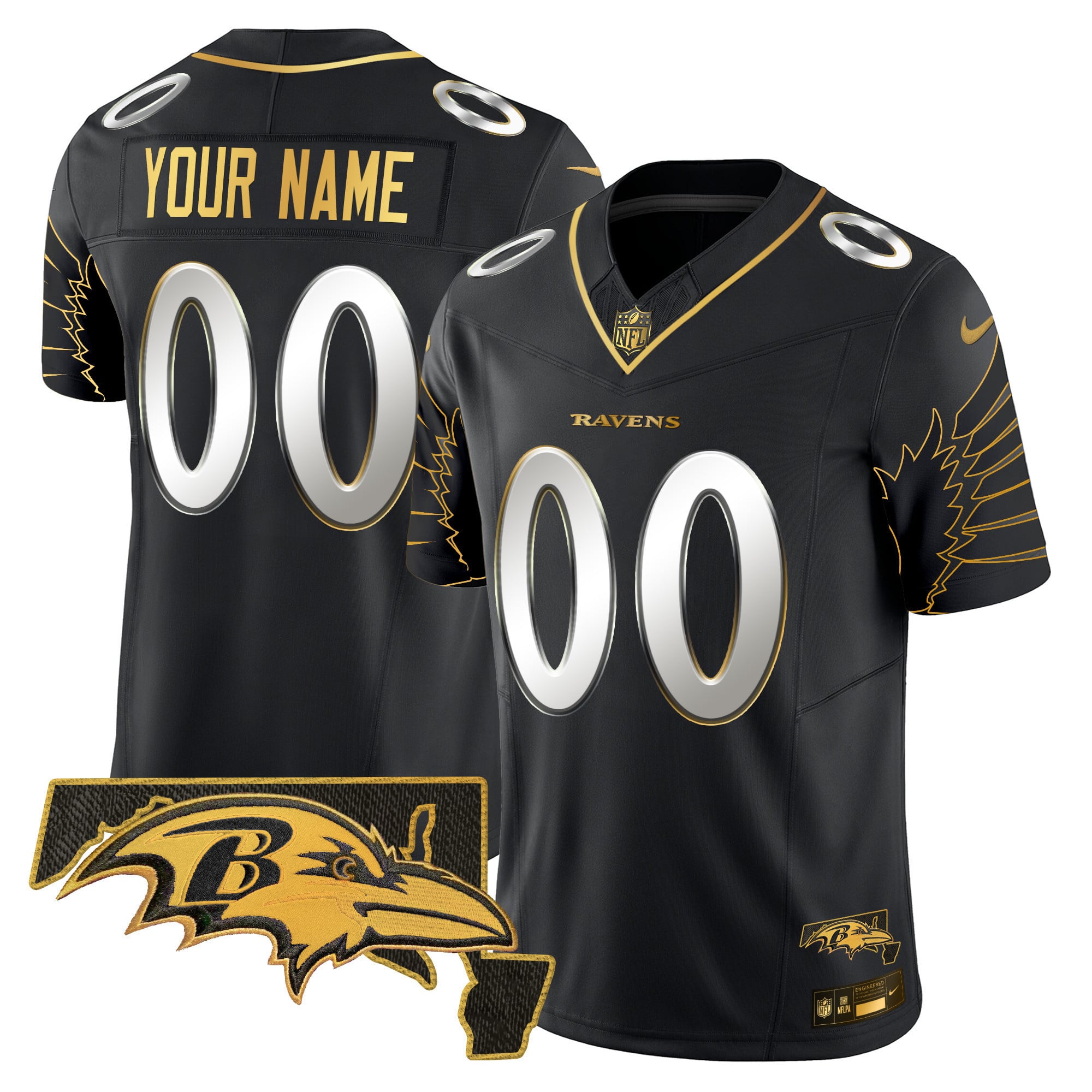 Ravens Black Gold Jersey - Nike Ravens Black Gold Edition Custom