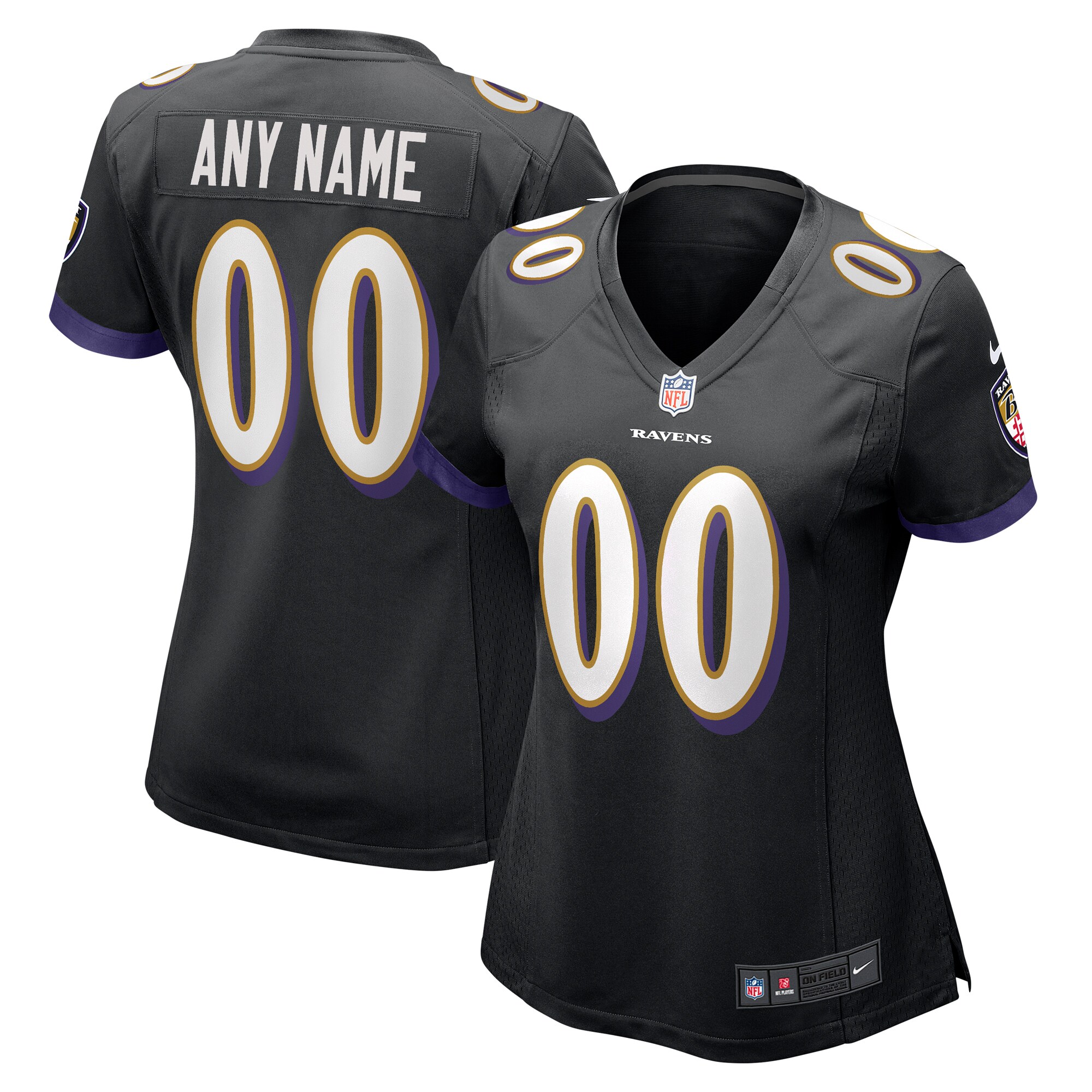 Ravens Black Women’s Custom Jersey - Nike - Personalized NFL Style