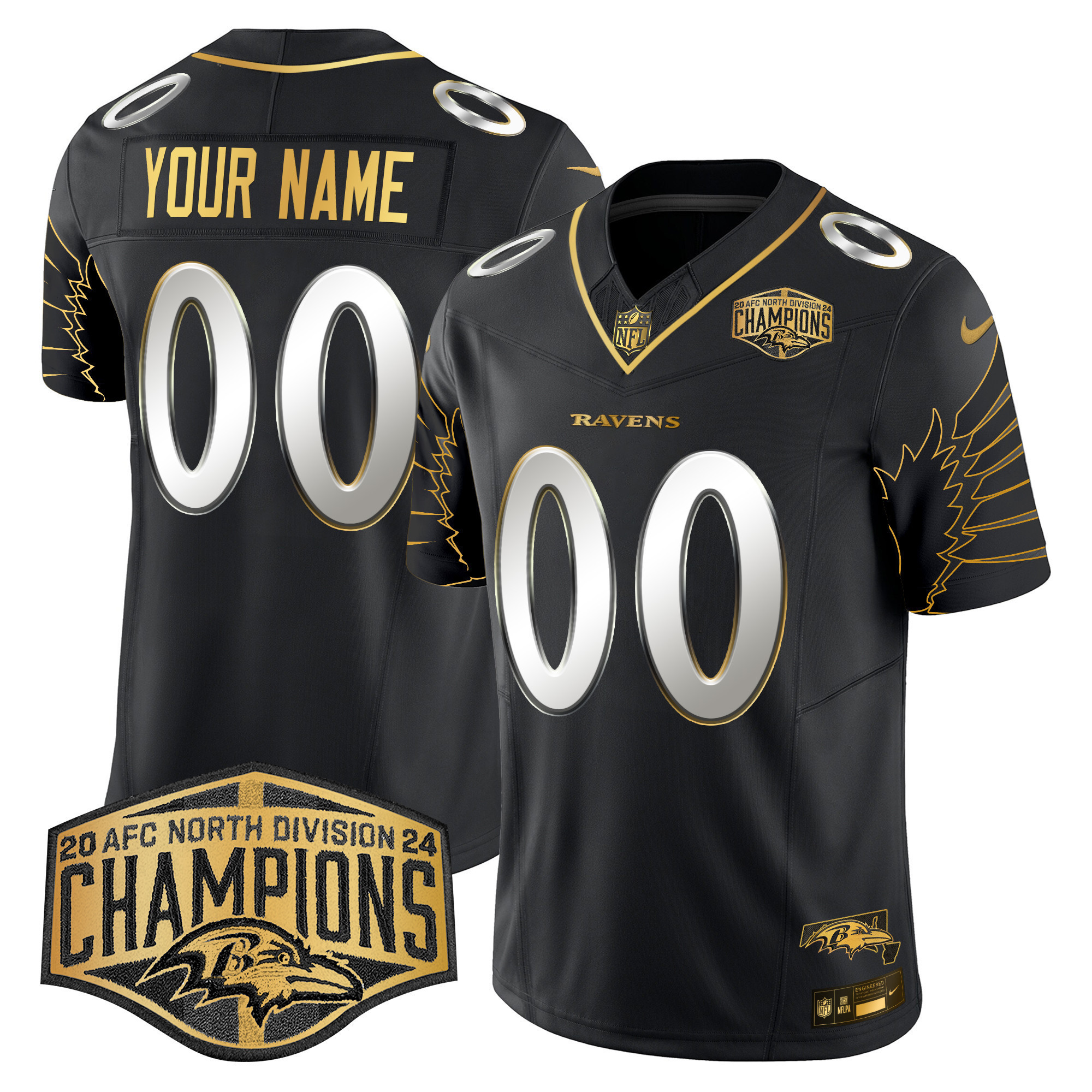 Ravens Custom Black Jersey nike - Nike Ravens Custom Black Jersey