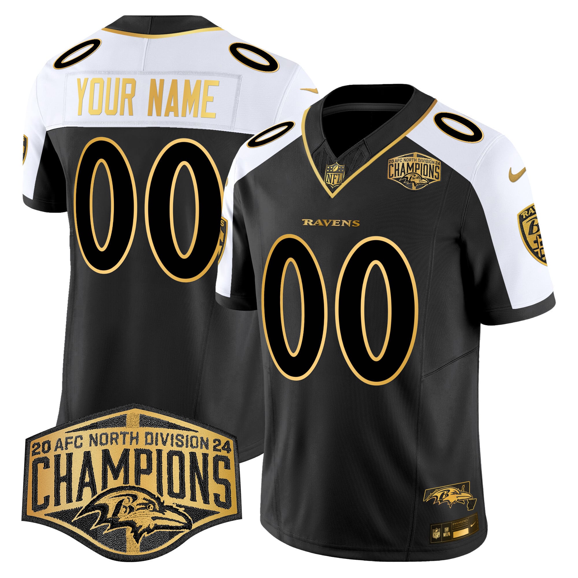 Alternative view of Ravens Custom Black Jersey nike - Nike Ravens Custom Black Jersey