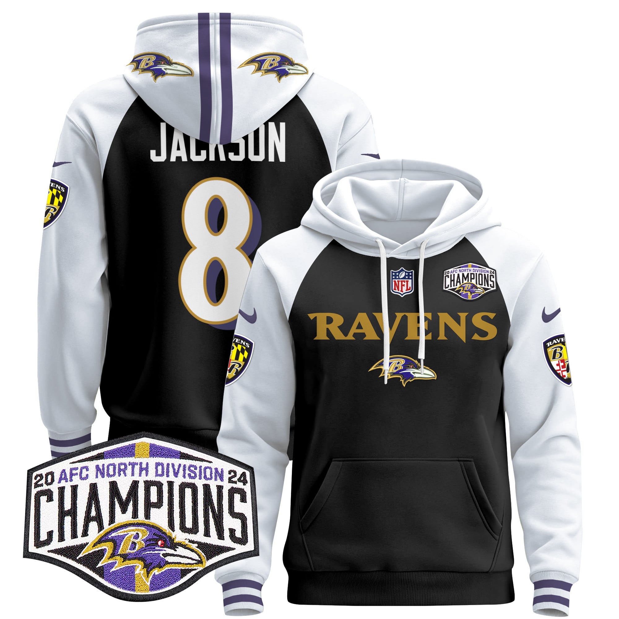 Alternative view of Ravens Henry #22 Hoodie - Nike Ravens Henry #22 Champions Hoodie