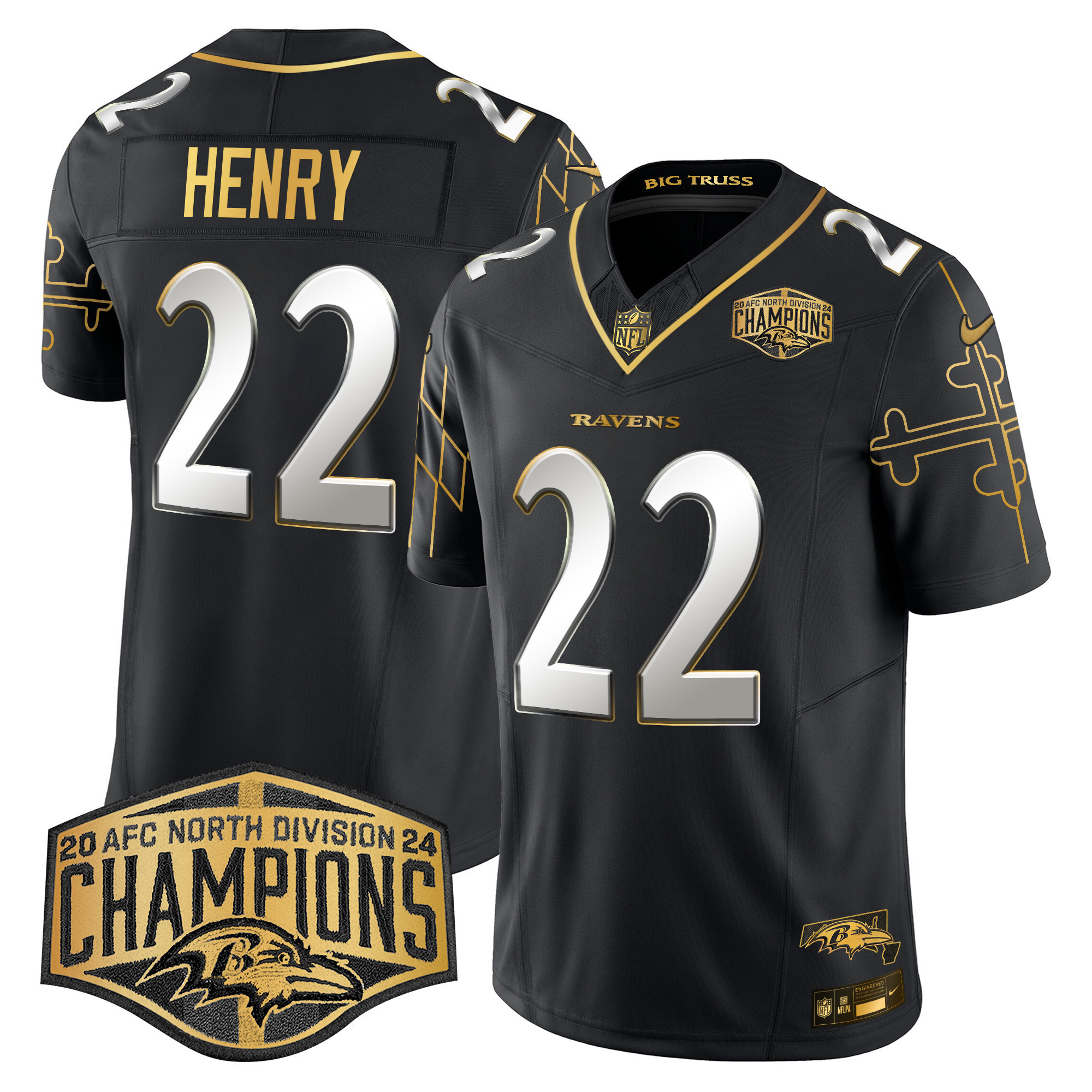 Ravens Henry #22 Jersey nike - Nike Ravens Henry #22 Black Jersey