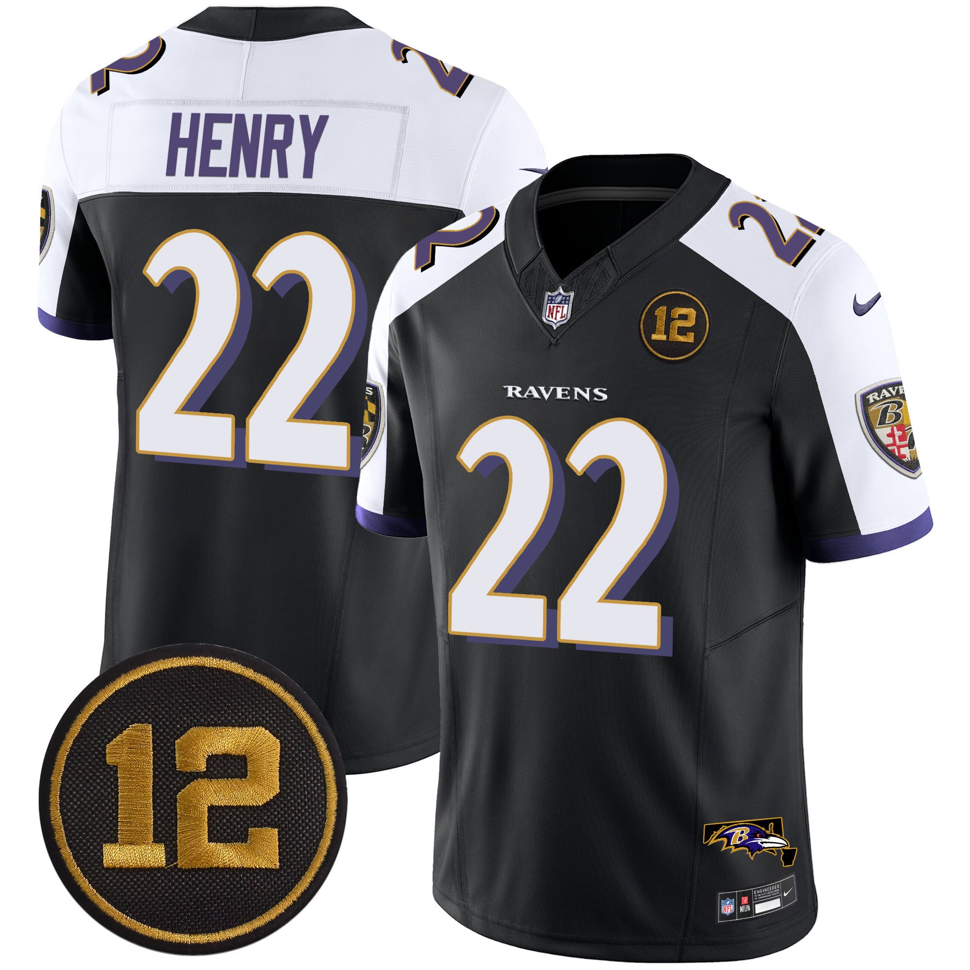 Ravens Henry #22 Jersey - Nike Ravens Henry #22 Black Game Jersey