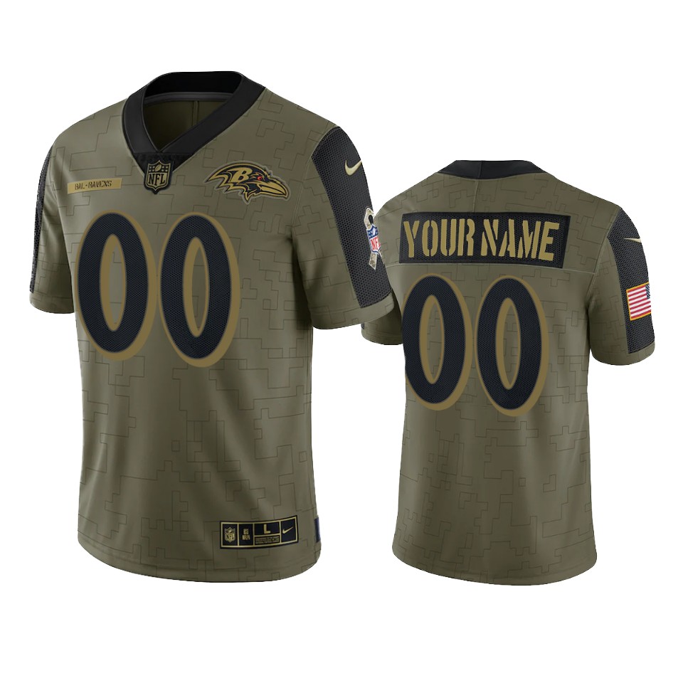 Ravens Olive Camo Custom Jersey - Nike - Personalized!