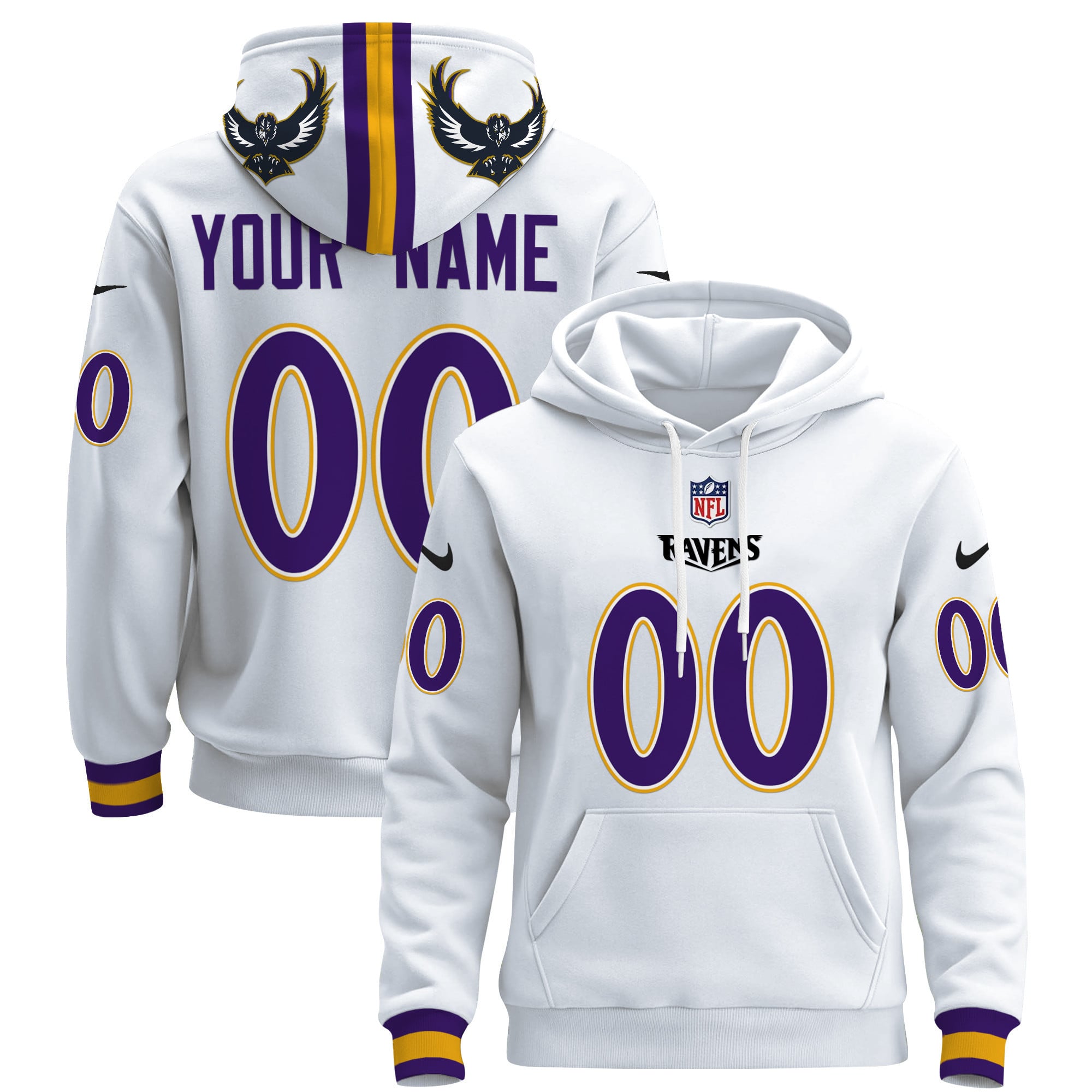 Alternative view of Ravens Purple Gold Hoodie - Ravens Purple & Gold Nike NFL Hoodie