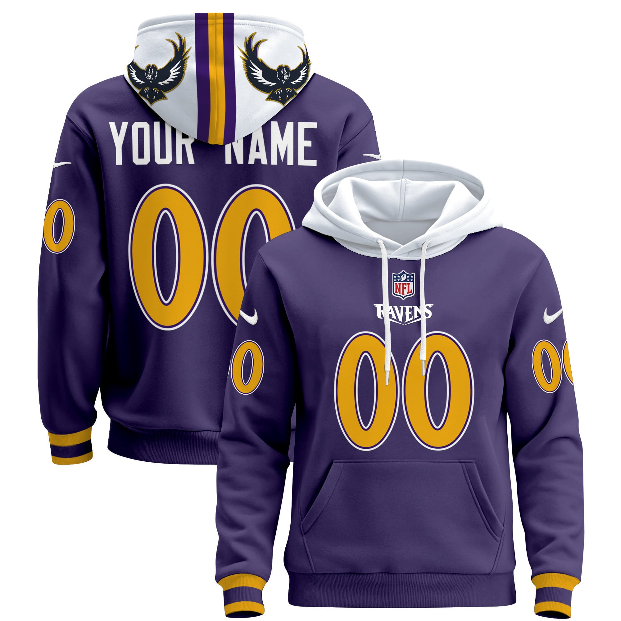 Ravens Purple Gold Hoodie - Ravens Purple & Gold Nike NFL Hoodie