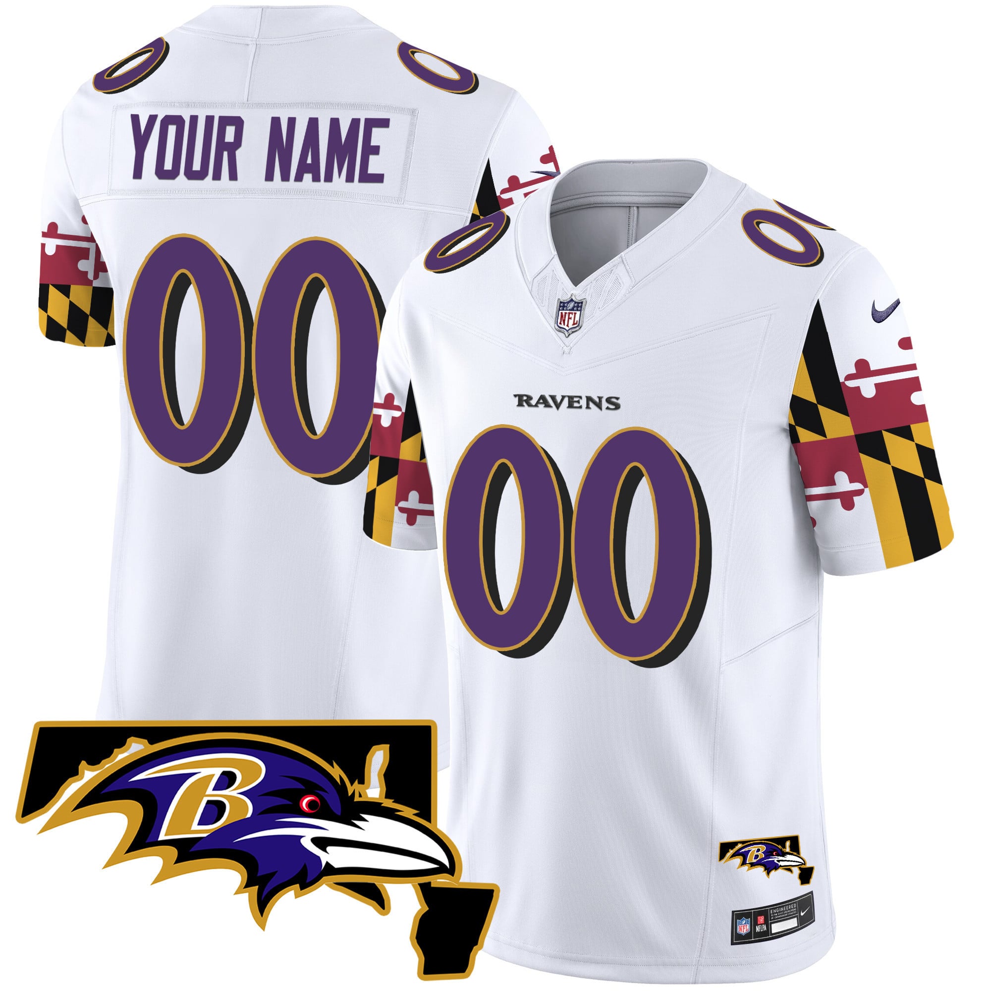 Alternative view of Ravens Purple Maryland Jersey - Nike Ravens Purple Jersey - Custom