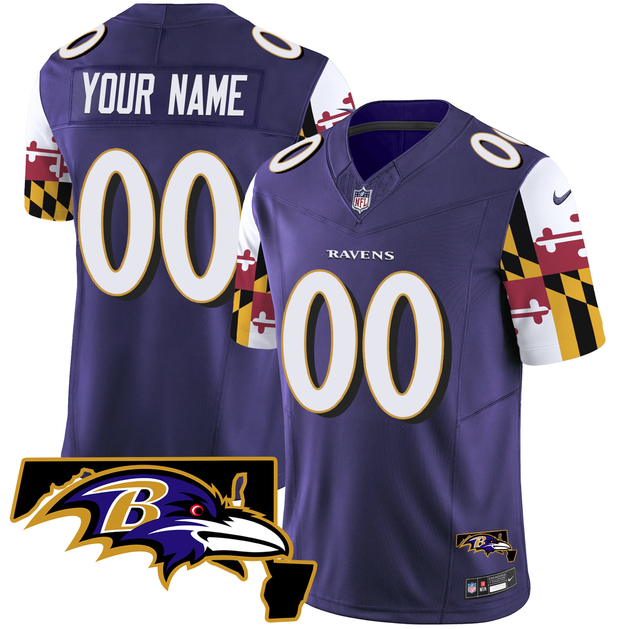 Ravens Purple Maryland Jersey - Nike Ravens Purple Jersey - Custom