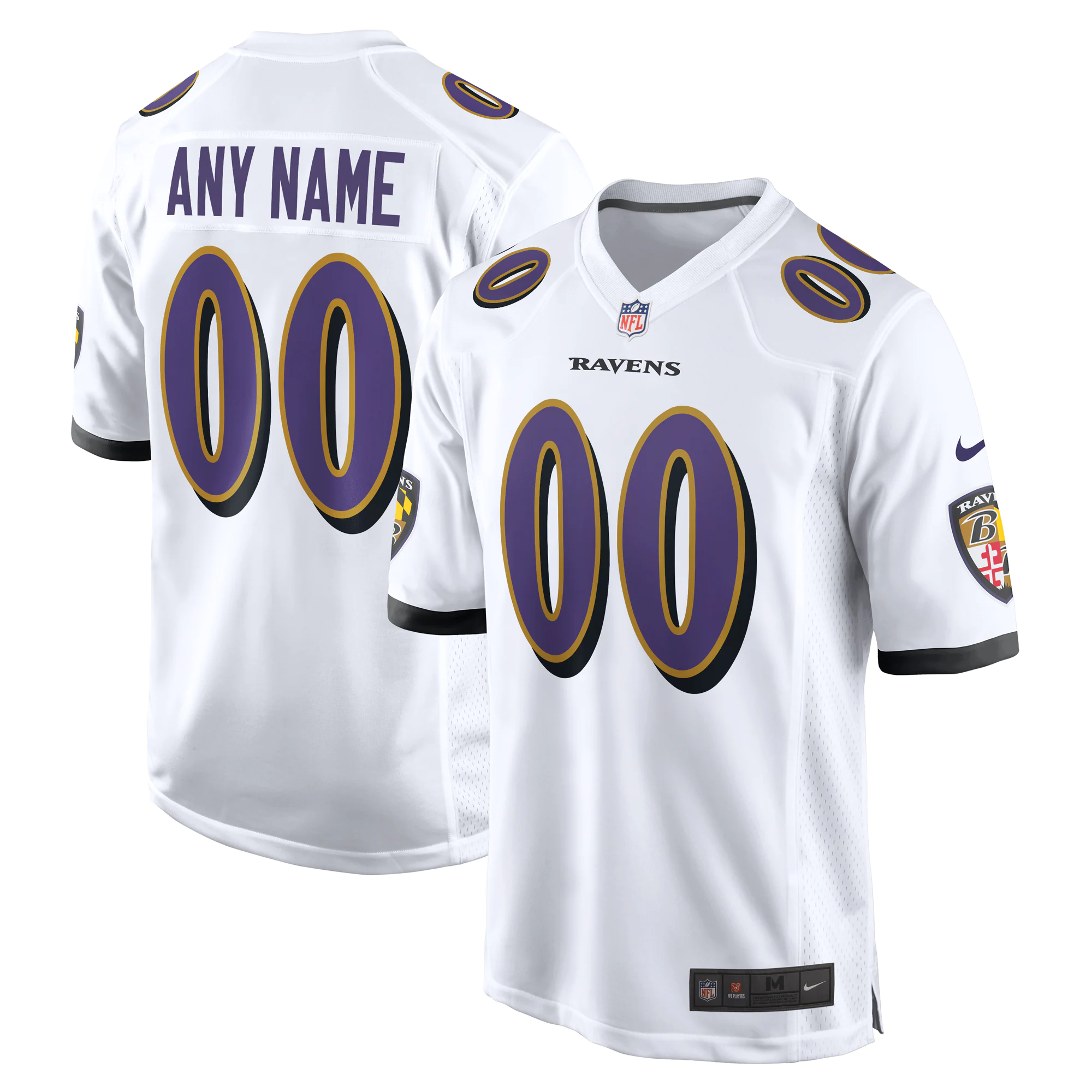 Ravens White Alternate Jersey - Nike - Custom Name & Number