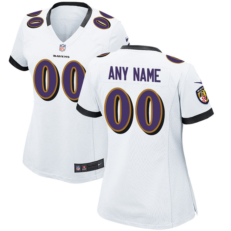 Ravens White Custom Women’s Jersey - Nike - Personalized!