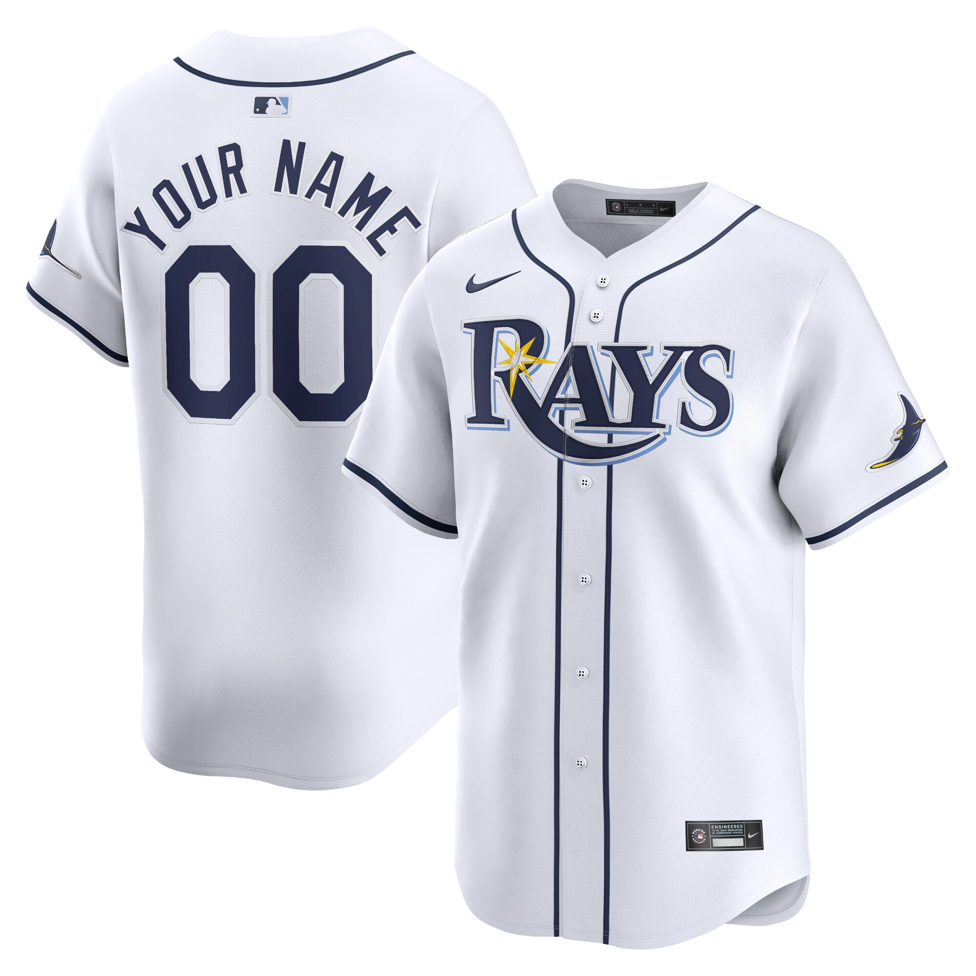 Rays Custom White Jersey - Nike - Personalized MLB Style