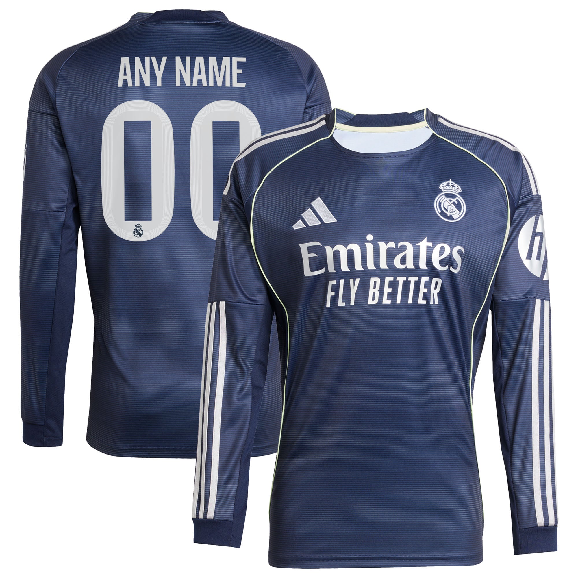 Real Madrid 2025/26 Away Long Sleeve Custom Jersey