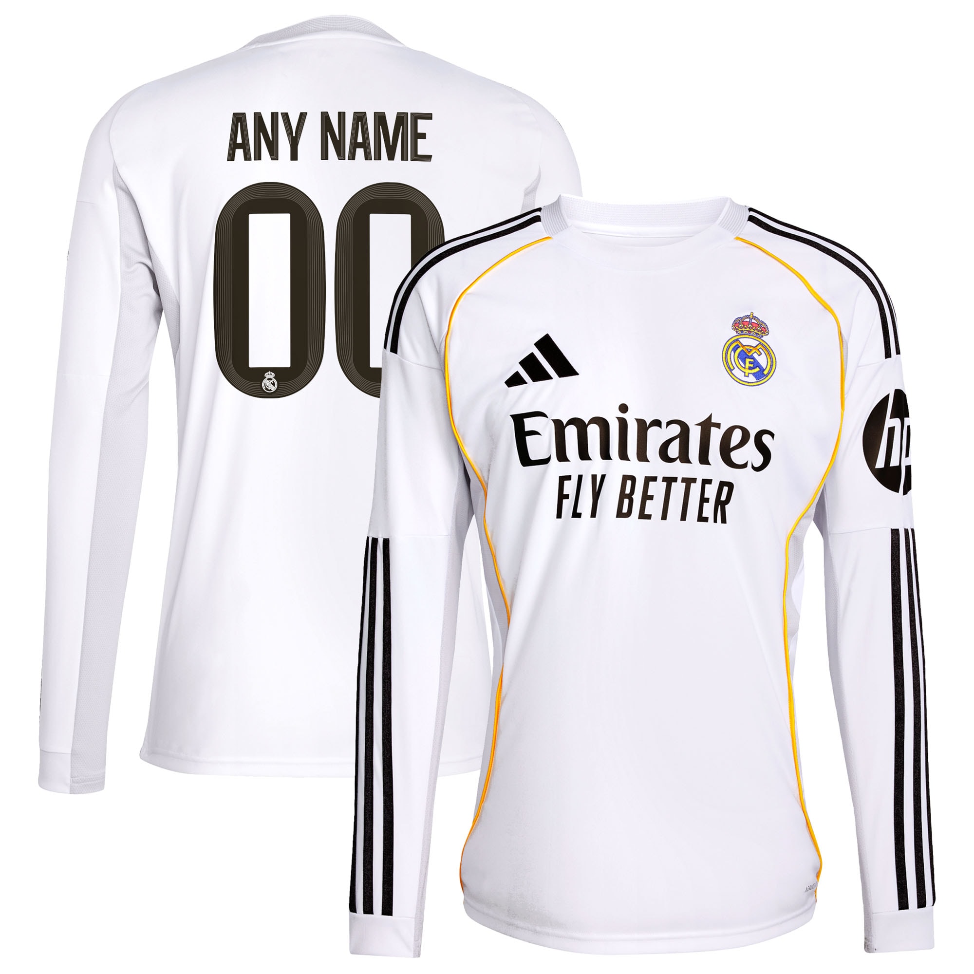 Real Madrid 2025/26 Home Long Sleeve Custom Jersey