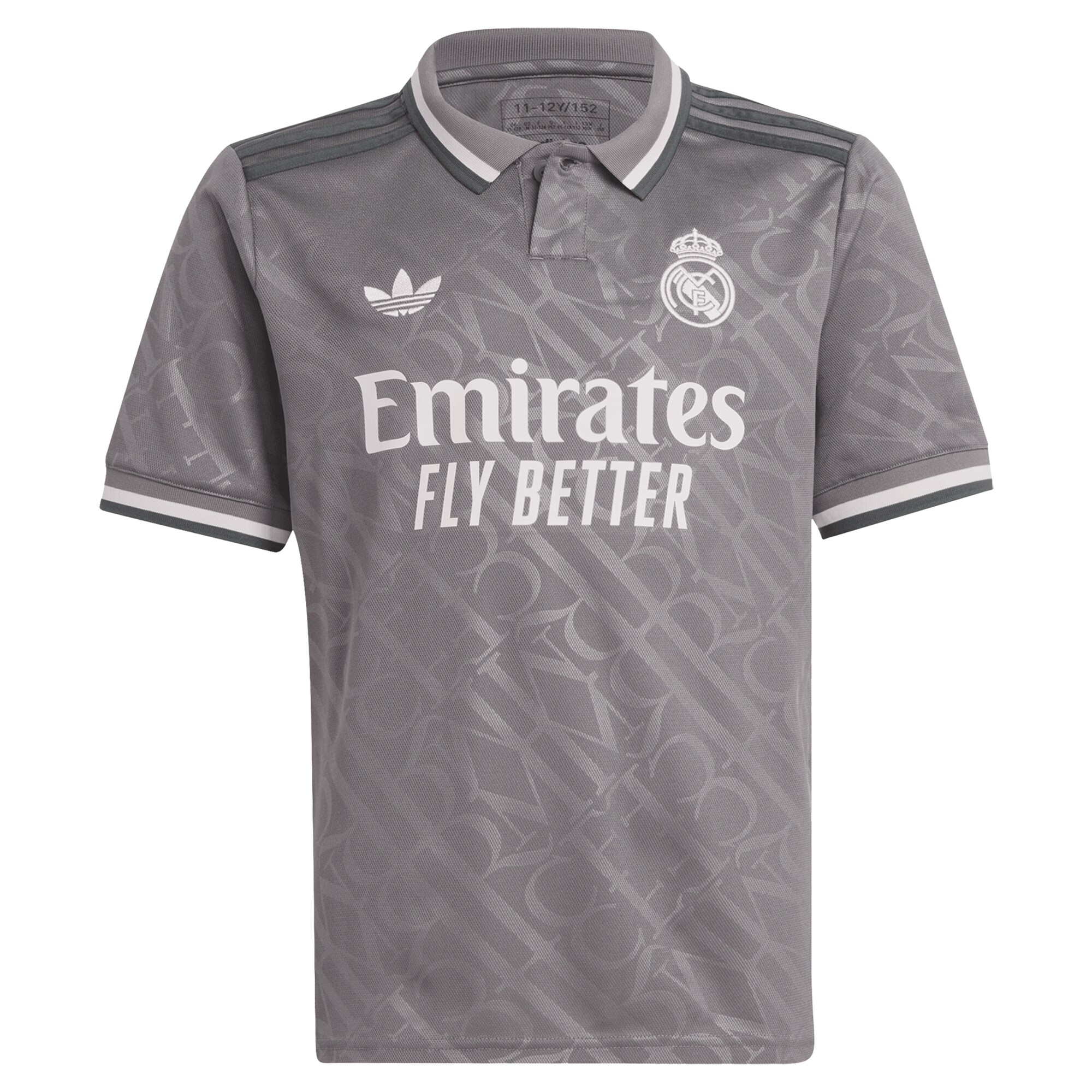 Alternative view of Real Madrid Grey Polo Jersey - Adidas - 2024 Official Kit