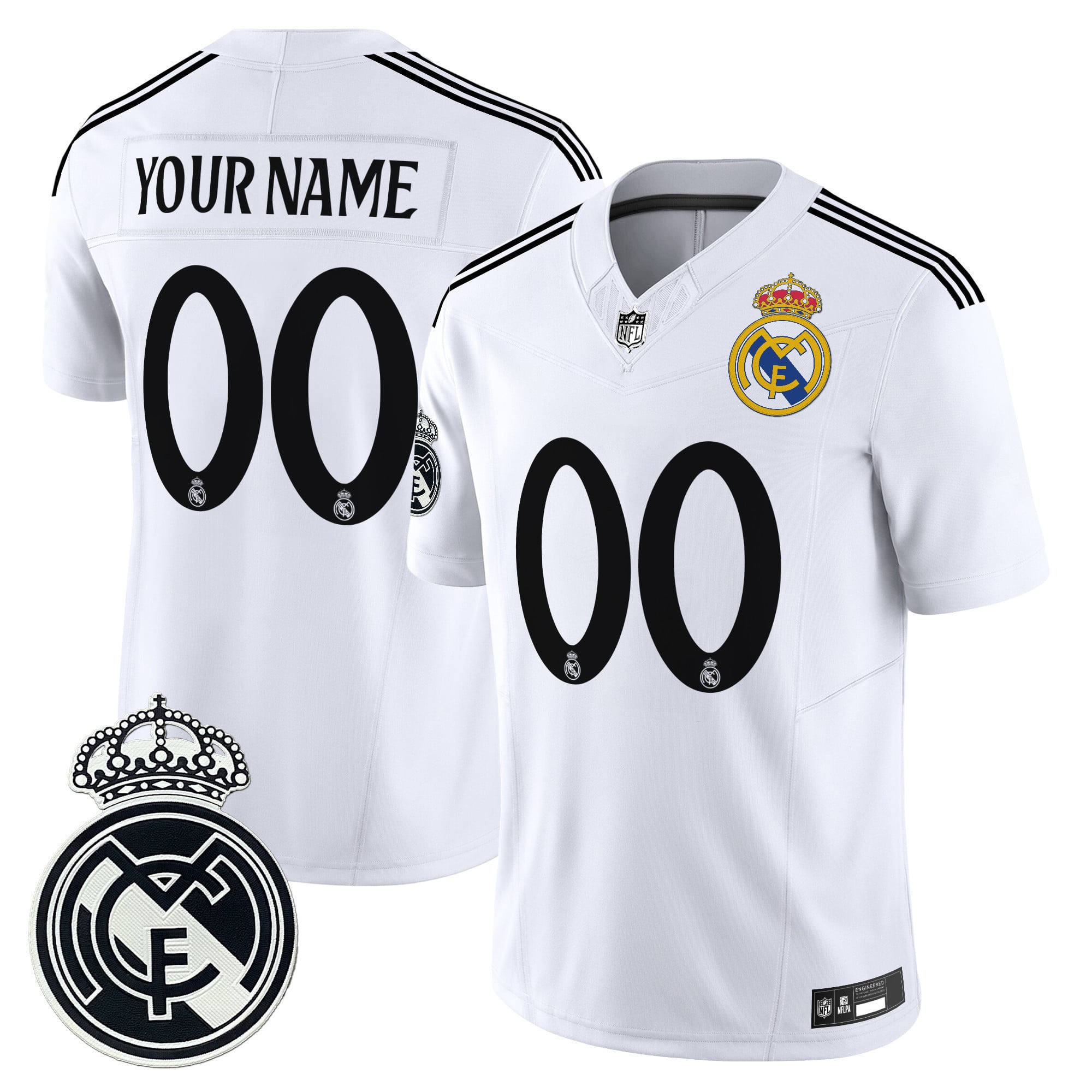 Real Madrid NFL White Jersey - Custom Name & Number