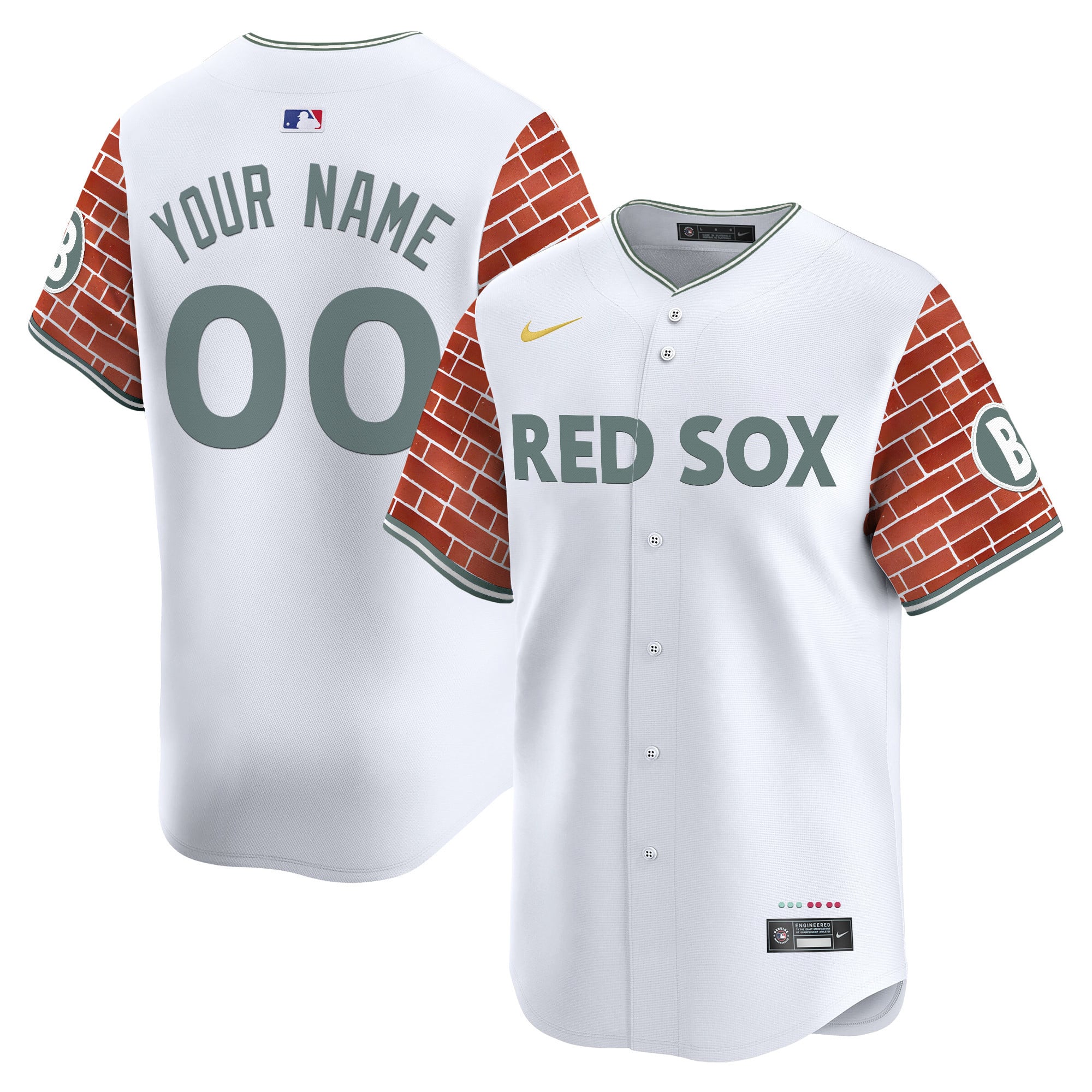 Alternative view of Red Sox Fenway Jersey - Nike - Olive Green Custom Edition