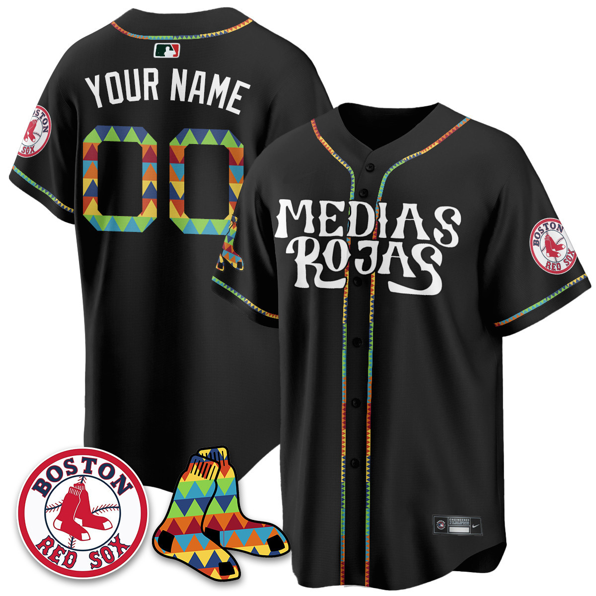 Alternative view of Red Sox Medias Rojas Jersey - Nike - Black City Connect