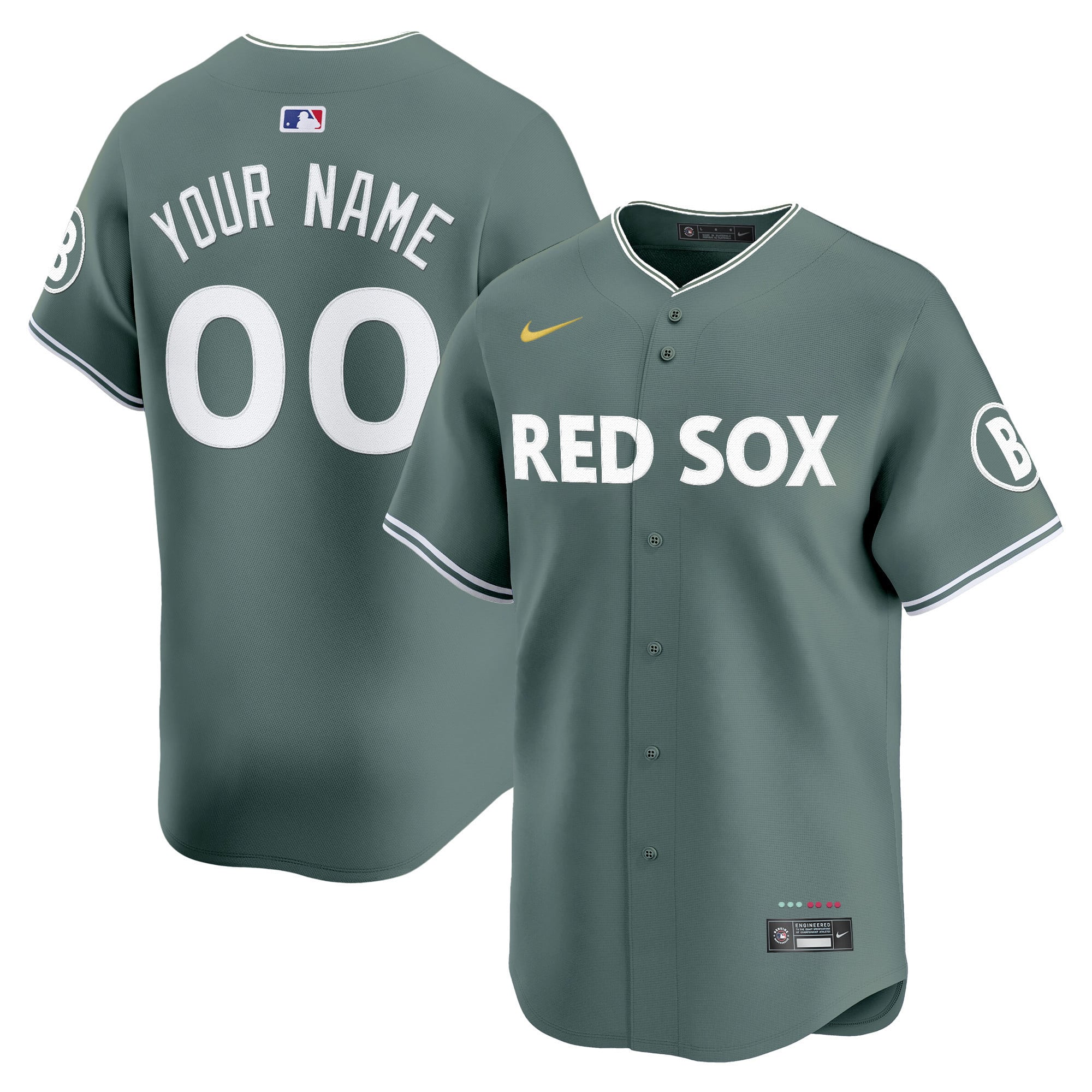 Red Sox Olive Green Jersey - Nike - Custom Baseball Style